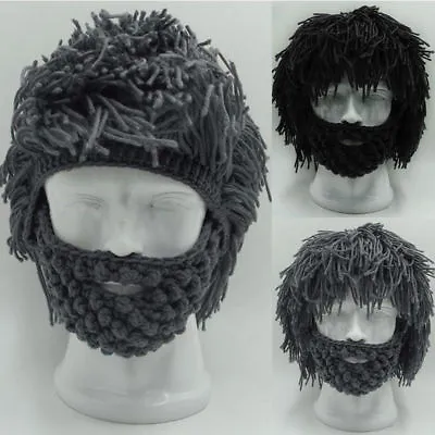 Winter Warm Beard Hat Moustache Cospaly Barbarian Looter Knit Crochet Beanie Cap • $17.34