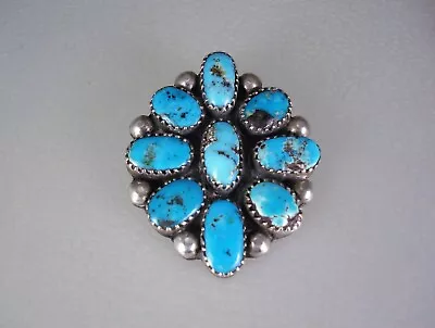 VINTAGE Anderson Skeets NAVAJO STERLING SILVER & TURQUOISE NECKLACE PENDANT • $1