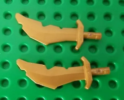 New! Lego Lot Of 2 Minifigure Weapon Scimitar Arabian Sword Pearl Gold Orient • $2.58