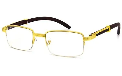 Fashion Vintage Wood Buffs Designer Eyeglasses Square Frame Clear Lens Glasses  • $10.49