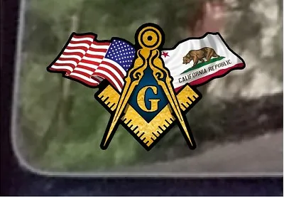 ProSticker 040 (One) 3  X 5  American California Flags Masonic Decal Sticker USA • $7.95