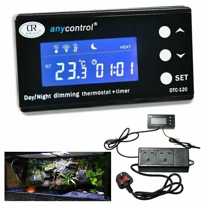 LCD Digital Reptile Thermostat Fish Day/Night Dimming Timer Temp Controller • £29.69