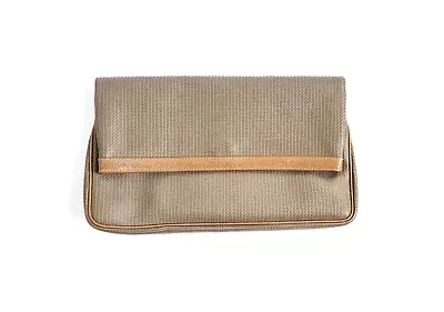 Vintage CHARLES JOURDAN Actif Paris Two Tone Brown Vegan Leather Clutch Flap • $36.85