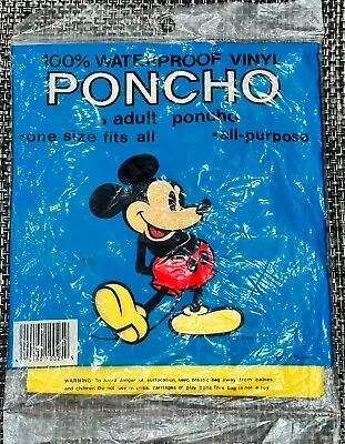 VINTAGE 1990s Disney Mickey Mouse Adult Size Yellow Vinyl Poncho  • $0.99