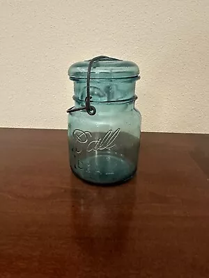 Vintage Ball Ideal Pint Aqua Blue Mason Jar With Lid • $22.99