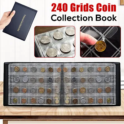 240 Pockets Coin Collection Book Holder Album For US Penny Dime Medals Organizer • $13.48