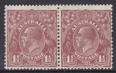 KGV Heads SM Wmk P13½ 1½d Red-Brown MH *PAIR* SG 97 (D67) • $9.70