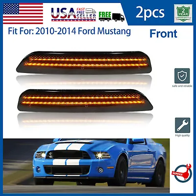 Smoke Side Marker Light For 2010-2014 Ford Mustang Lens Front Bumper Led Amber • $19.99