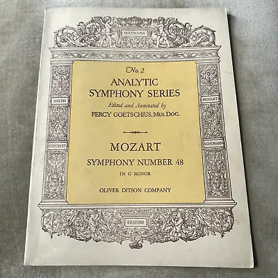 MOZART Symphony 48 G Minor PIANO 1927 Oliver Ditson Company Antique Music   (#1) • $29.90