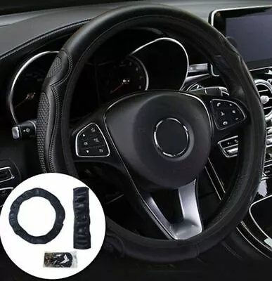 Universal_Auto Car Steering Wheel Cover Leather Breathable Anti-slip Black • $9.99
