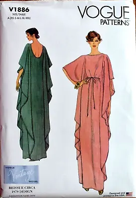 Vogue Pattern 1886  Caftan  Misses Sizes Xsm Sm  Med Lg Xlg Xxlg New  Uncut  New • $13.95