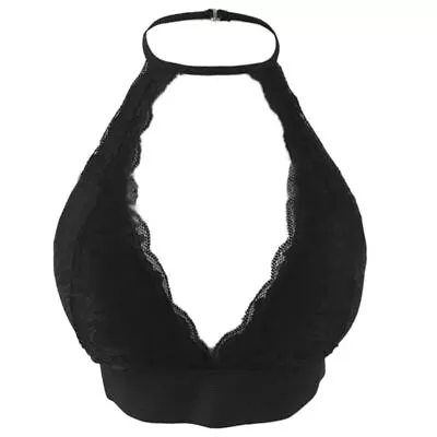 £5.30 • Buy Women Floral Lace High Neck Bralette Halter Hollow Crop Top Strappy Backless Bra
