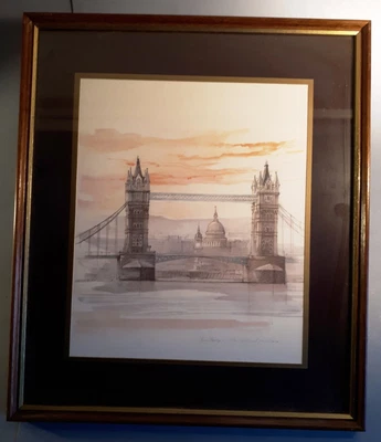 £20 • Buy 1978 F&G Colour Art Print Tower Bridge, London. Mads Stage (20C Danish Art)