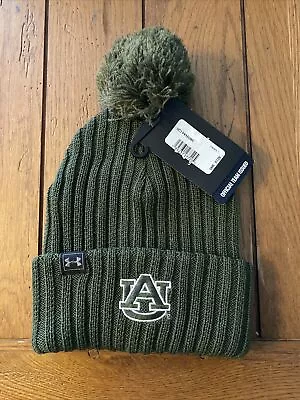 Under Armour Auburn Tigers Beanie Green  Cuffed Knit Pom Hat One Size NWT • $19.99