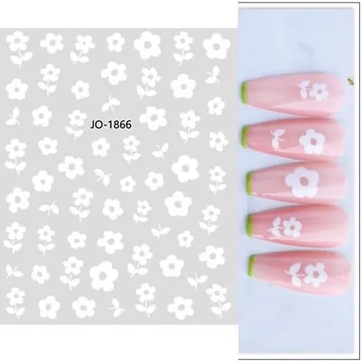 Nail Art Stickers Transfers Decals White Spring Flowers Fern Daisy Daisies J1866 • £1.85