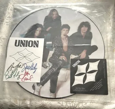 Union John Corabi & Bruce Kulick Union Signed 12  Picture Disc Motley Crue KISS • $175