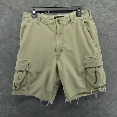 VTG Abercrombie & Fitch Shorts Mens 32 Beige Cargo Cutoffs Distressed Destroyed • $39.99