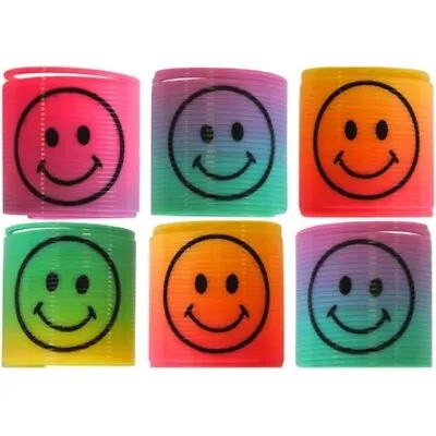 Mini Rainbow Smiley Face Spring Slinky Childrens Party Loot Bags Pinata Fillers • £5.69