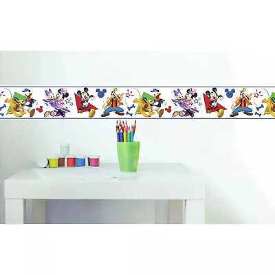 DISNEY MICKEY & FRIENDS PEEL & STICK BORDER Nursery Kids Room Decor Wallpaper • $22.99