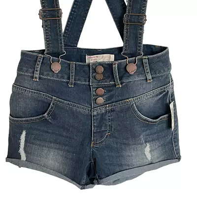 No Boundaries NoBo - Junior Size 1 - Denim Shorts With Suspenders • $12.50