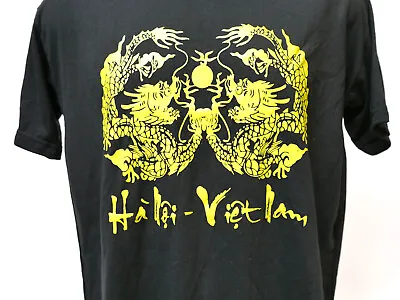 Vintage Hanoi Vietnam Vietnamese Black Double Dragon T-shirt Size L  • $20.97