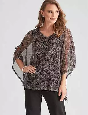 Liz Jordan - Womens Tops -  S/S Leopard Glitter Top • $16.65