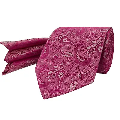 New Mens Paisley Woven Flower Silk Wedding Gift Tie Hanky Set • £10.40