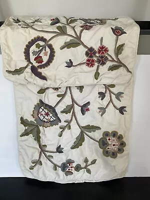 2 Pottery Barn Floral Embroidery Crewel Heavy Cotton Standard Pillow Cases Shams • $49.90