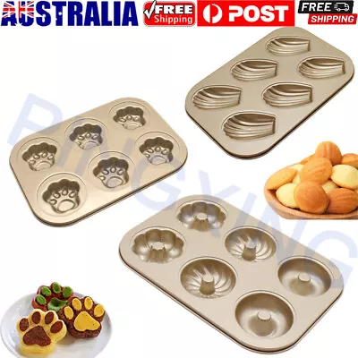 6 Cup Baking Mold Tray Muffin Donut Cupcake Baking Non-stick Baking Bakeware AU • $14.30