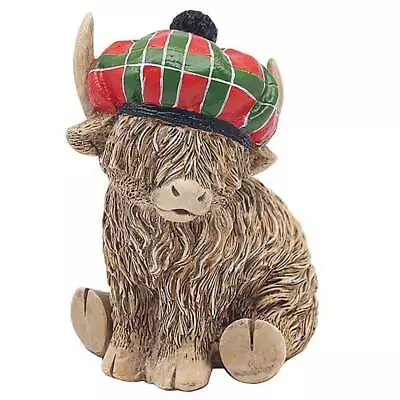 Lesser & Pavey Happy Highland Cow Ornament Wearing A Tartan Hat LP73658 • £5.99