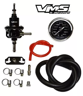 Vms Racing Adjustable Fuel Pressure Regulator Gauge Kit For Mazda Engines Black • $84.88