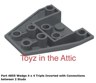 Lego 1x 4855 Dark Bluish Gray Wedge 4 X 4 Triple Inverted With Connections • $7.22