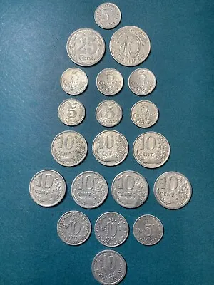 FRANCE Set Of 20 Coins 51025 Centimes.Very RARE! 1916-1930 • $99.99