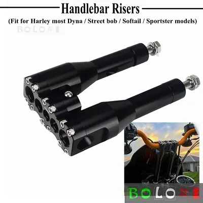 Black Handlebar Risers 6  Modular Risers 1-1/8  Clamp For Harley Dyna Sportster • $114.05