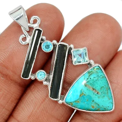 Composite Kingman Blue Mohave Turquoise & B.T. Silver Pendant CP30062 • $21.99