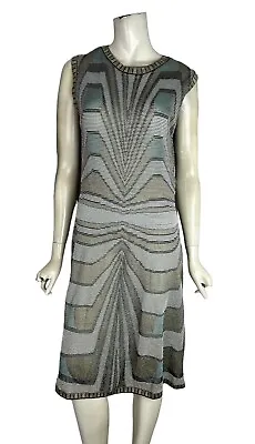 M MISSONI Metalic Chevron Pattern Sleeveless Dress Size 48 Large • $65