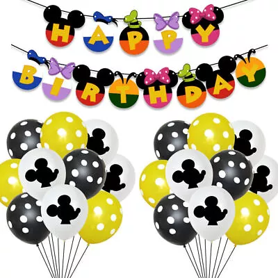 Mickey Minnie Mouse Mouse Happy Birthday Decoration Balloons Banner Kit • £8.18