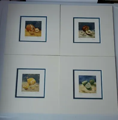 £75 • Buy Set Series Of 4 Signed Limited Edition Nel Whatmore Fruit Prints COA 1999 Orange