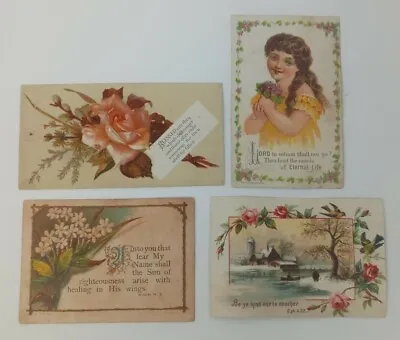 Lot Of 4 Vintage Victorian 1800s Trade Cards Religious Bible Verses Antique • $24.49