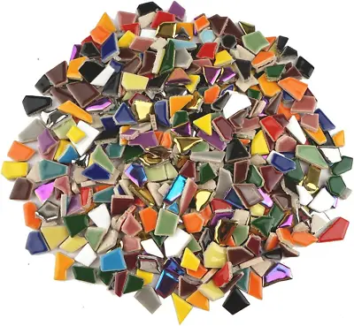 Ceramic Mosaic Tiles Polished China Tile Scraps Stained Glass Pieces 2Pounds • $33.99