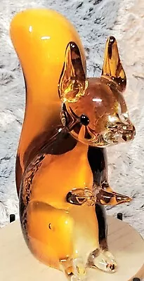 Murano Style Heavy Artglass Burnt Orange Brown Squirrel Sitting With Tail Up • $24