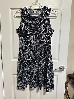 Michael Kors NWOT Women's Sleeveless Flounce Palm Print Dress Navy Palm L • $30