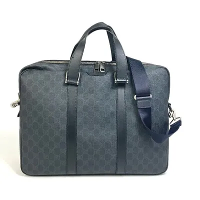 $650 • Buy GUCCI 337081 GG Supreme 2WAY Business Bag Briefcase GG Supreme Canvas Black