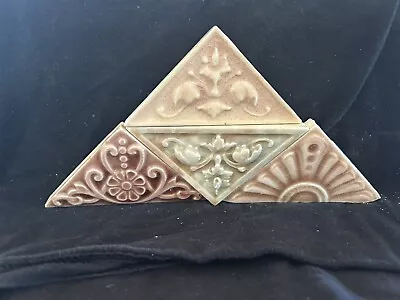 #66 4 Antique Art Tiles Trent Trenton 3”x 4-1/4” Pottery Victorian Triangle Lot • $20