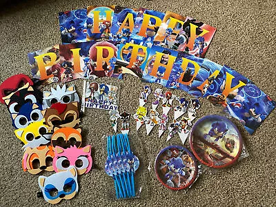 $12.99 • Buy Sonic Birthday Party Supplies Decorations Cake Decor Tableware Banner Masks!