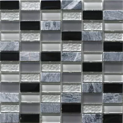 Grey Mix Linear Mosaic Tile 300x300x8mm Bathroom Kitchen Wall Floor Backsplash • $56