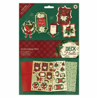 Docrafts Papermania A4 Decoupage Pack ~ DECK THE HALLS (A4 8 Sheets) • £3.50