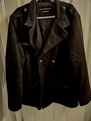 Steve Madden Men’s Peacoat W/Leather Details Anchor Buttons Size XL EUC • $52