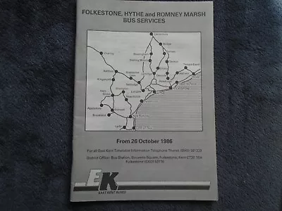 East Kent Road Car Timetable For Folkestone Hythe Romney Marsh 26th Oct 1986 • £5