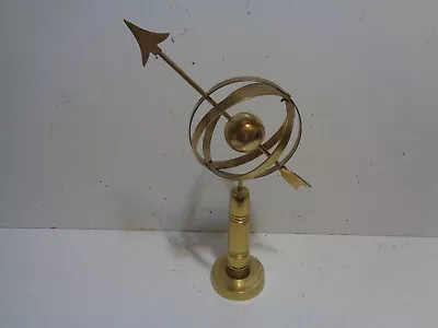 Clean 16  Tall Brass Armillary With Mounting Bracket FREE SHIP • $42.50